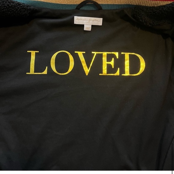 Spiritual Gangster Cropped Furry Bomber Zip Jacket Rainbow Trim Black Size Large - Picture 9 of 12